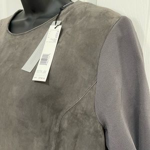 Ellie Tahari suede dress (suede front stretch back) hidden zipper/ above knee